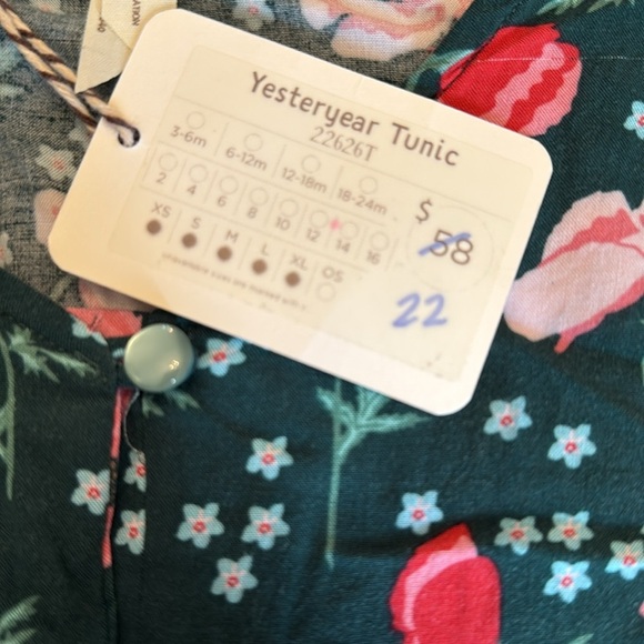 MATILDA JANE Women Pink Green Floral Yesteryear Tunic Peplum Blouse Size Medium - Picture 14 of 14